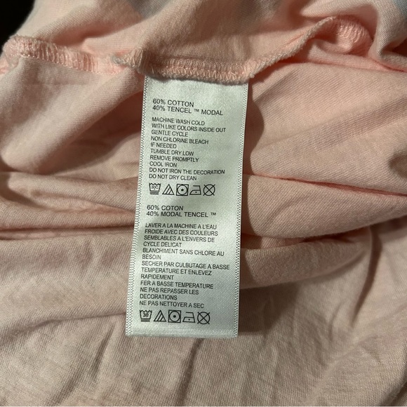 Tommy Bahama Women’s Tee Blouse Pink with Purple Palm Trees M Cotton Tencel - Picture 9 of 9